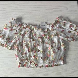 White Off Shoulder Cropped Top